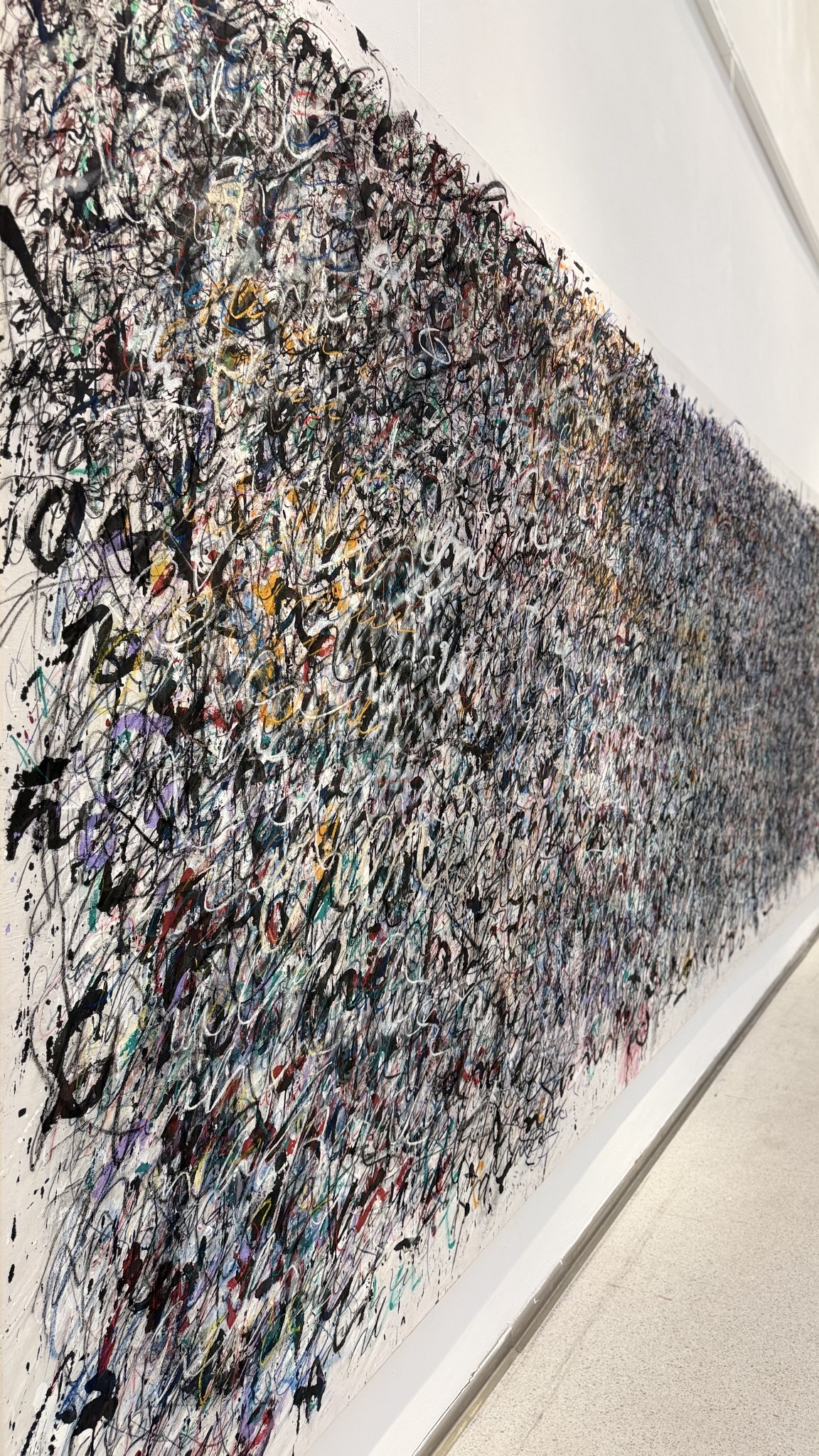 The layered edge and surface of the monumental Anima Mundi painting